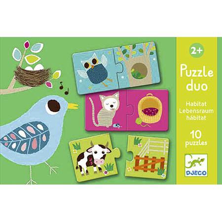 Puzzle educativo Djeco Duo Habitat com animais e habitats para associar
