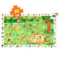Imagem completa do Djeco Puzzle Observação Jardim dos Animais 35 Peças com elementos de observação na margem.