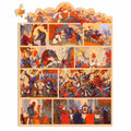 Djeco Story Puzzle 100 peças O Rei Artur completo mostrando todas as cenas da lenda em banda desenhada.