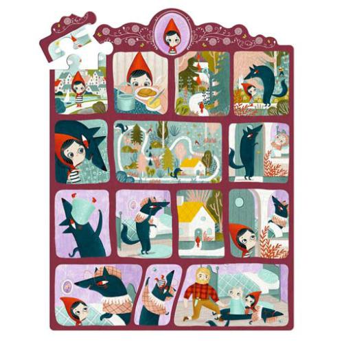 Imagem do puzzle Djeco Story Puzzle 35 peças - O Capuchinho Vermelho completo, destacando a narrativa visual do conto.