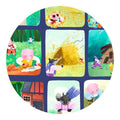 Detalhe das peças do puzzle Djeco Story Puzzle 35 peças - Os 3 Porquinhos, mostrando a ilustração da história dos três porquinhos.