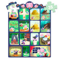 Puzzle Djeco Story Puzzle 35 peças - Os 3 Porquinhos montado, com uma peça solta para mostrar o encaixe.