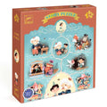Caixa do Djeco Story Puzzle de 54 peças sobre Pinóquio, com ilustração colorida das cenas da história em fundo azul-turquesa.