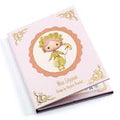 Capa do livro de atividades Djeco Tinyly Miss Lilypink com ilustrações poéticas e detalhes dourados, mostrando a personagem principal.