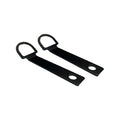 Par de extensores de fixação Axkid em metal preto, utilizados para criar pontos de ancoragem seguros para cadeiras auto rear-facing no veículo.