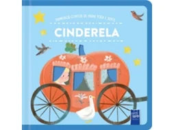 Capa do livro infantil "Cinderela" da coleção Primeiros Contos de Fadas Toca e Sente, mostrando a carruagem de abóbora azul e laranja.