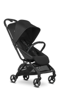 Carrinho de passeio Easywalker Rockey S, cor preta, visto de perfil, destacando o design leve e o assento reclinável.