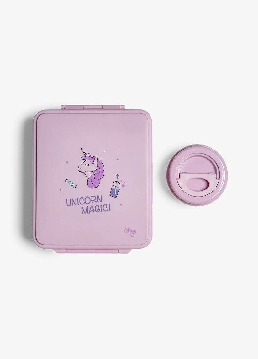 Citron Lunch Box with Compartments and Unicorn Thermos