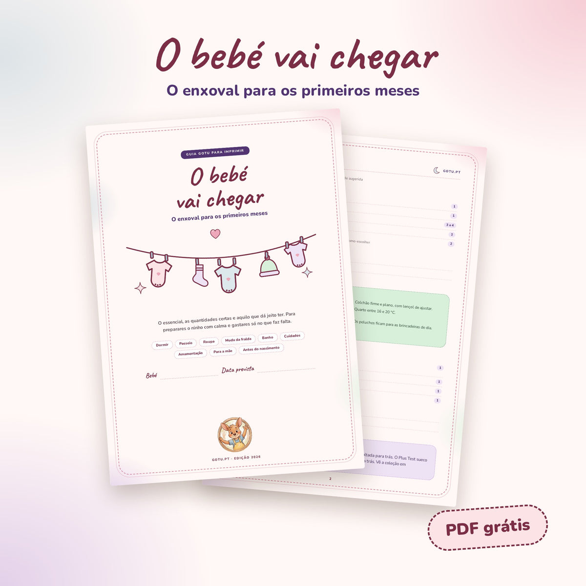 Ebook Checklist O bebé vai chegar O enxoval da Gotu guia digital para pais