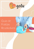 Capa do Ebook "Guia de Fraldas Reutilizáveis" da Gotu, com ilustração de uma fralda de pano colorida e texto promocional.
