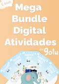 Capa do Ebook Mega Bundle Digital Gotu com ilustrações coloridas de crianças a fazer atividades, destacando mais de 500 folhas para imprimir.