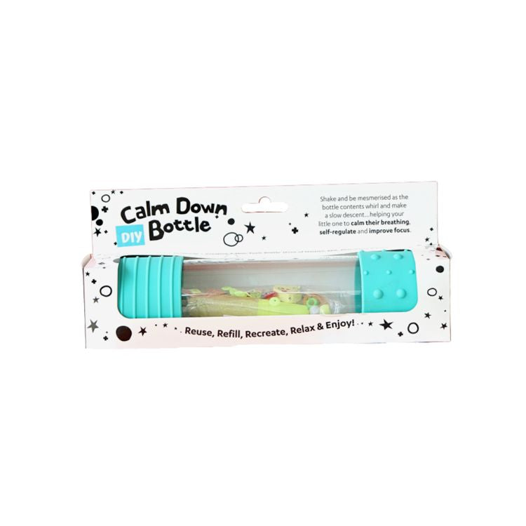 Embalagem da Jellystone DIY Garrafa da Calma, mostrando o conteúdo e instruções.