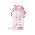 Embalagem de unhas postiças adesivas Martinelia 'Little Unicorn' com um design de cabeça de unicórnio rosa e unhas decoradas com estrelas e brilhos.