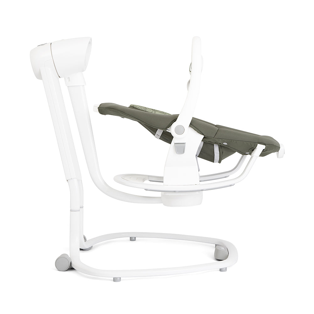 Espreguiçadeira e baloiço Joie Serina 2in1 em cinzento com arco de brinquedos e base robusta.