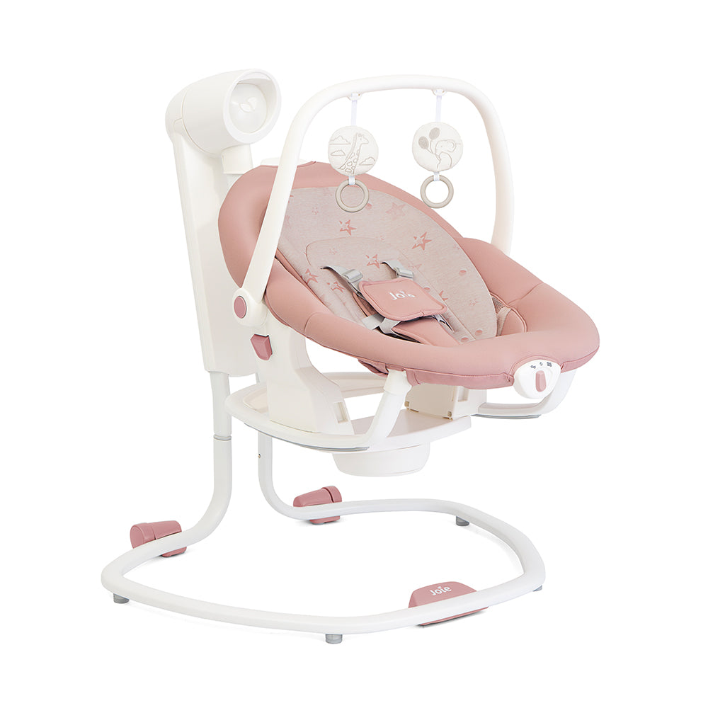 Espreguiçadeira Joie Serina 2in1 com design ergonómico e tons suaves para bebé.