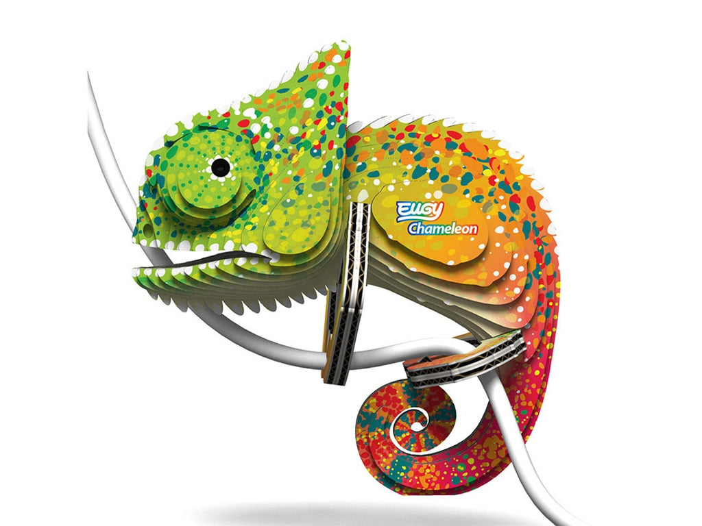 Kit puzzle 3D Eugy Camaleão em cartão biodegradável para montar