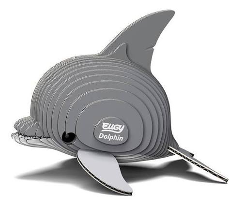 Puzzle 3D Eugy Golfinho em cartão reciclável para montar