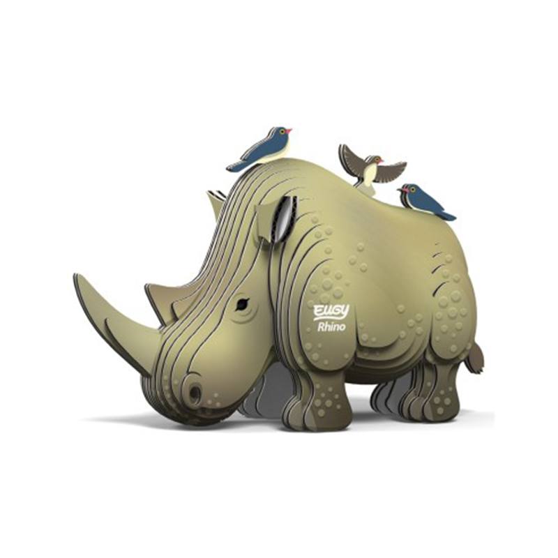 Puzzle 3D Eugy Rinoceronte em cartão sustentável montado