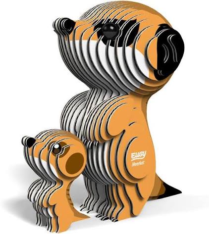 Peças de cartão do puzzle 3D Eugy Suricata para montagem sustentável