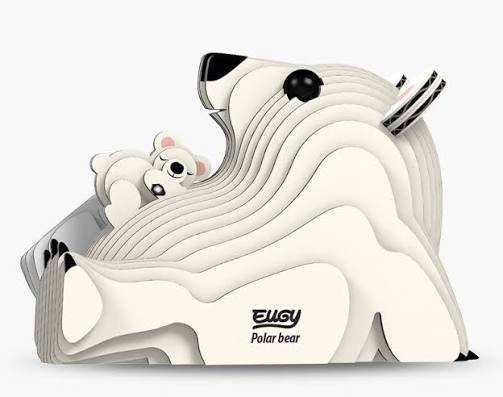 Eugy Puzzle 3D Urso Polar montado em cartao reciclado e biodegradavel