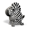 Eugy puzzle 3d zebra em cartao reciclado montado com riscas pretas e brancas