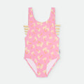 Fato de banho de menina Waterlemon rosa com padrão de palmeiras