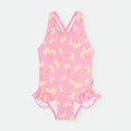 Fato de banho Waterlemon rosa com padrão de palmeiras para menina