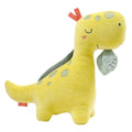 Luz de presença Fehn em forma de dinossauro amarelo, de peluche, com olhos fechados e um pequeno pedaço de folha com "zzz" na boca.