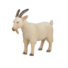 Figura de brincar realista de uma cabra branca com chifres, marca Mojo, ideal para crianças.