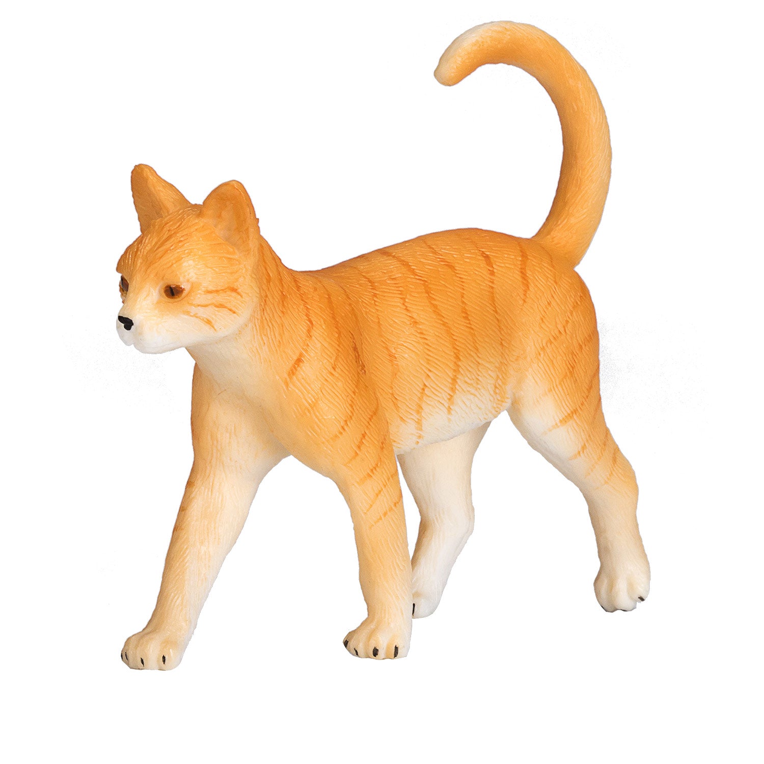 Figura realista de um gato tigrado cor de laranja da marca Mojo para brincar
