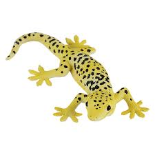 Figura realista de um Gecko Leopardo da marca Mojo, com corpo amarelo e pintas pretas, ideal para brincar e aprender.