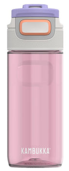 Detalhe da tampa 3 em 1 da garrafa Kambukka Elton, mostrando as posições 'empurrar', 'sempre aberta' e 'bloqueada' para beber e selar.