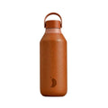 Garrafa térmica Chilly's Fuego 500 ml cor terracota com textura orgânica e pega de transporte na tampa.