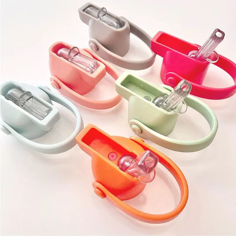 Conjunto de tampa laranja com palinha rebatível e escova de limpeza para garrafas térmicas Cool Bottles.