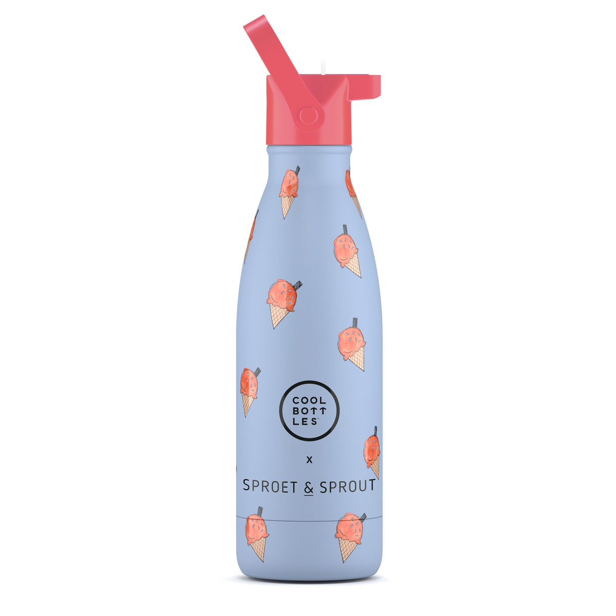 Garrafa térmica infantil Cool Bottles Blue Scoop de 350ml com palhinha