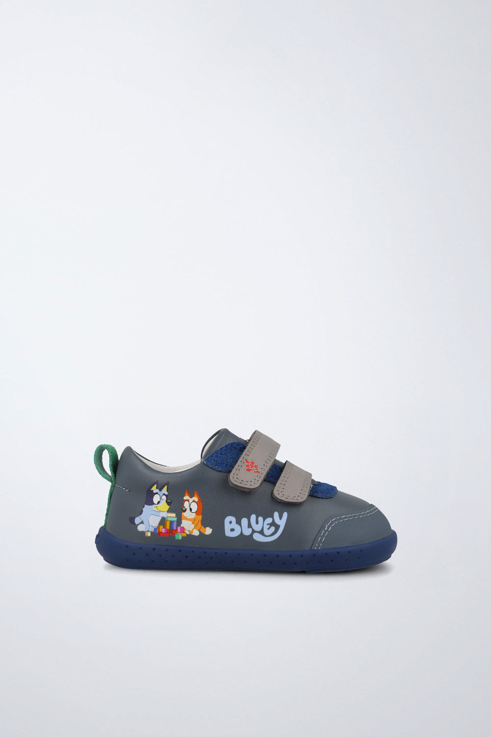 Sapatilhas barefoot Garvalín Bluey em pele azul com fecho de velcro