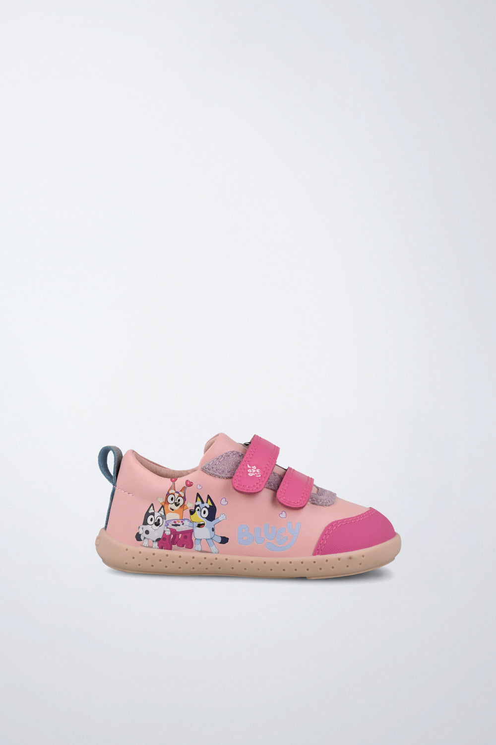 Sapatilhas barefoot Garvalín Bluey cor de rosa pálido com fecho de velcro