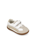 Sapatilha barefoot infantil Garvalín Urban em pele natural branca com fecho em velcro