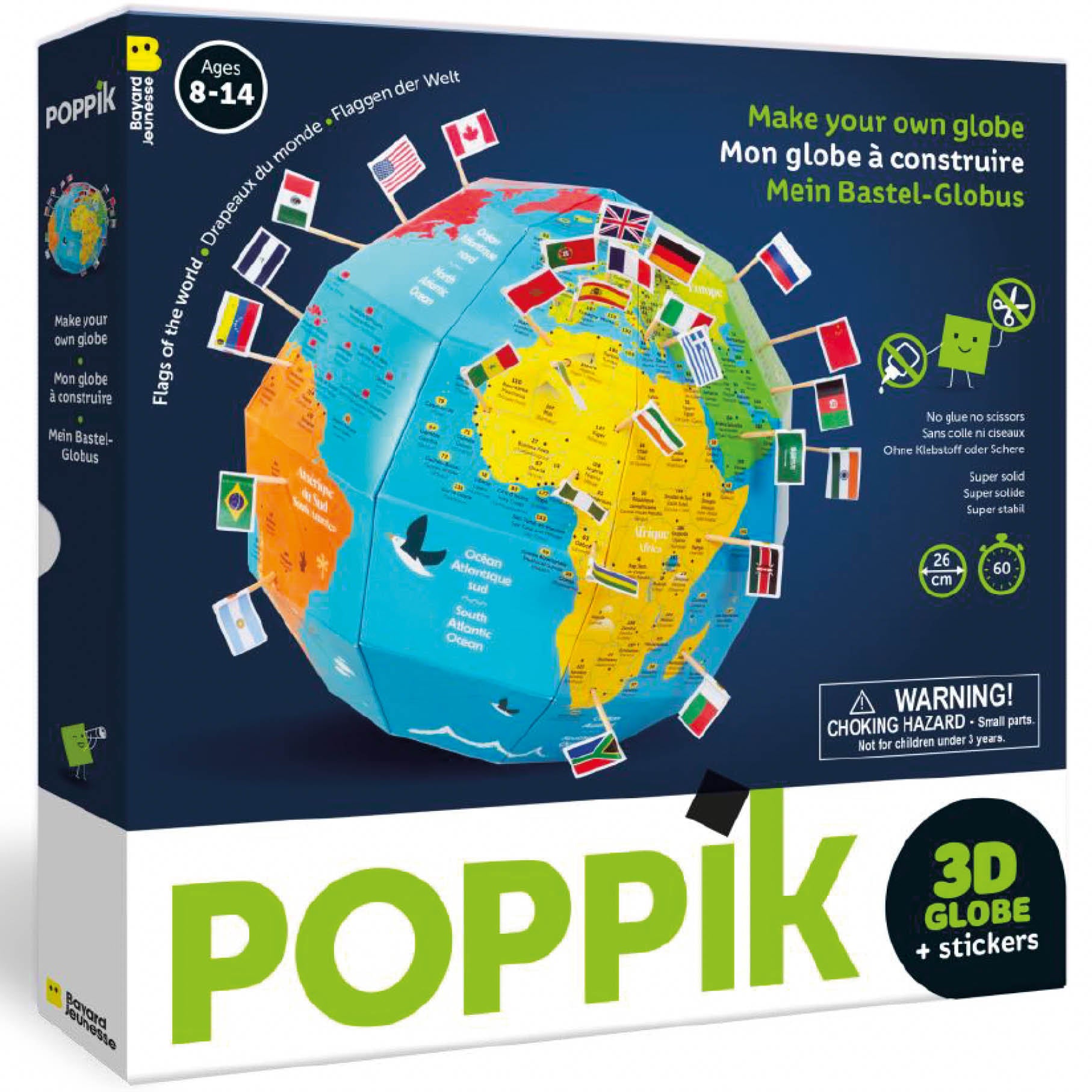 Globo 3D Bandeiras do Mundo Poppik montado com bandeiras