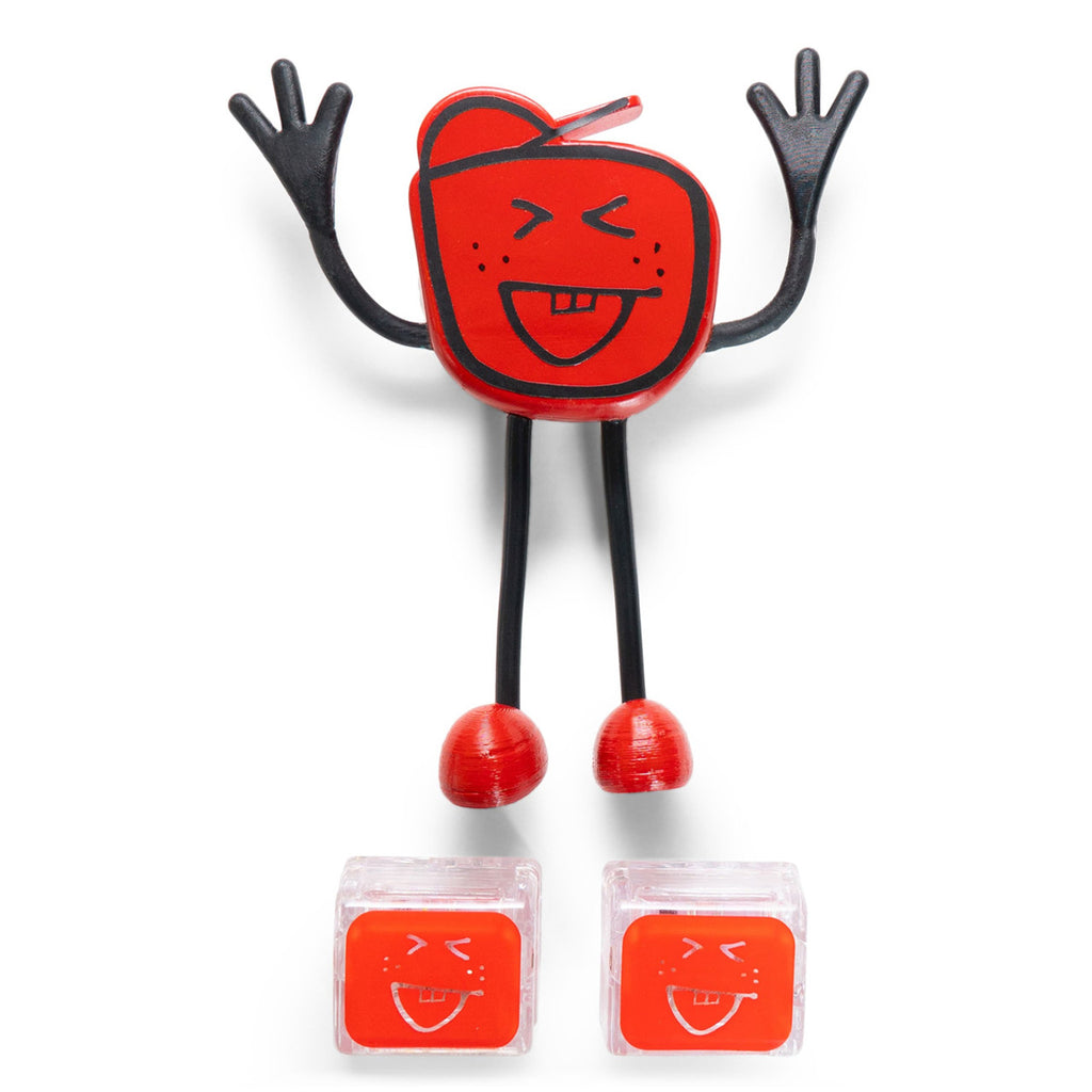 Conjunto completo GloPals Alex: boneco amarelo, dois cubos de luz e embalagem, pronto para usar no banho.