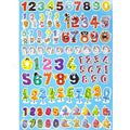 Folha de autocolantes com números de 0 a 9 em múltiplos estilos, cores e decorações temáticas de festa, para personalização de idades.
