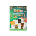 Capa do livro Grafix "Jungle Colouring & Activity 64X", com macacos, preguiça e elementos da selva, mostrando amostras de páginas interiores.