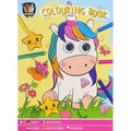 Capa do livro de colorir Grafix com um unicórnio fofo de olhos móveis 3D, rodeado de estrelas sorridentes e lápis de cor. Indica 3+.