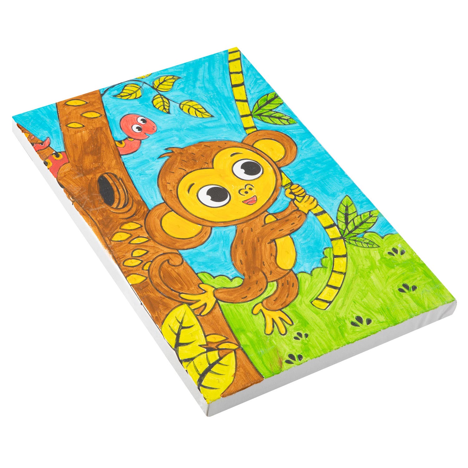 Kit completo Grafix Tela pinta com números, mostrando a tela, 6 tintas coloridas e 1 pincel para atividade criativa infantil.