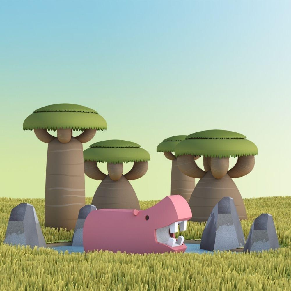 Halftoys Puzzle Diorama 3D - Hippopotamus