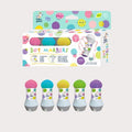 Conjunto Haku Yoka 5 dot markers com caixa e 5 marcadores coloridos. Tinta lavável, seguro para crianças.