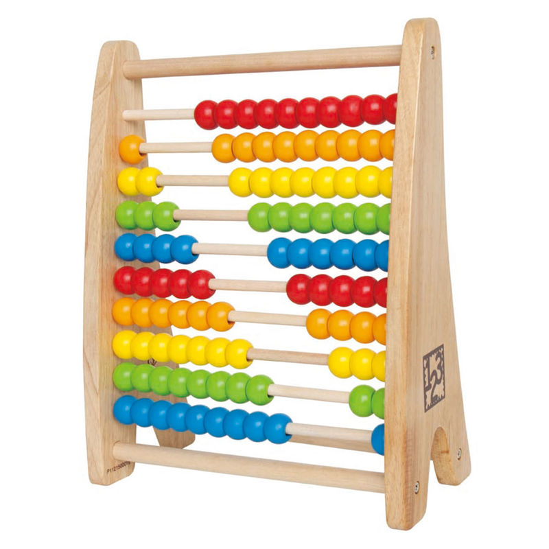 Ábaco Hape de madeira com 10 fileiras de contas coloridas, um brinquedo educativo para crianças a partir de 3 anos.