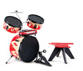 Bateria Cool Beats da Hape em madeira com teclado eletrónico, baquetas e banco para crianças