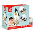 Familia Pinguim musical Hape com pinguim grande e dois ovos sonoros