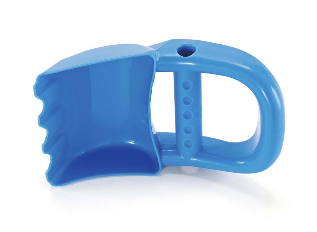 Pá de mão azul para praia da Hape com design ergonómico e funcional.